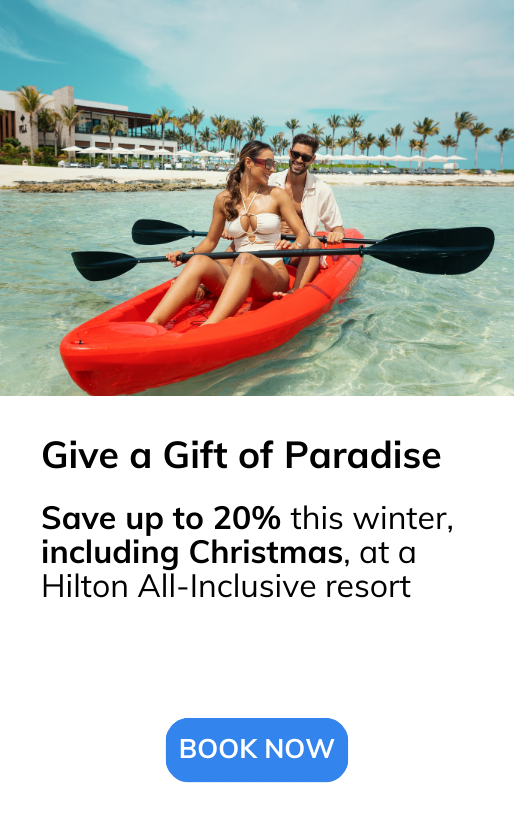 Save up to 20% off this winter, including Christmas, at a Hilton All-Inclusive resort.