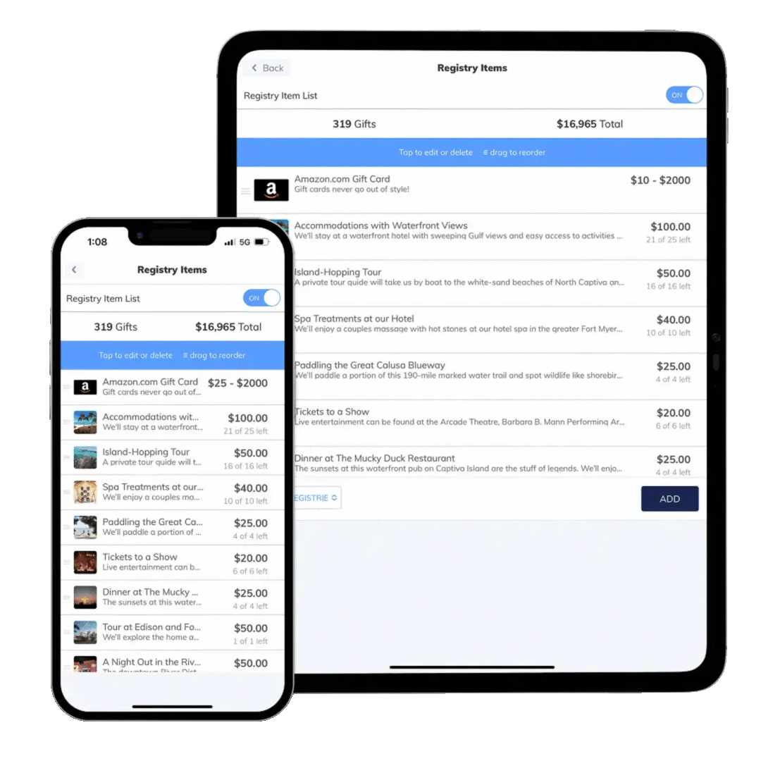 Honeyfund App on iPhone and tablet
