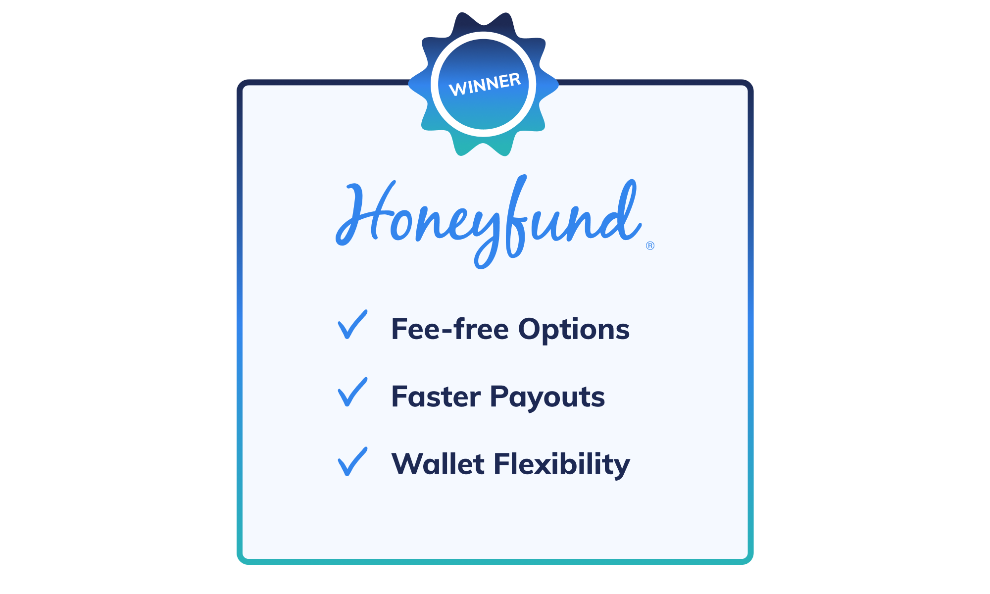 Graphic showing Honeyfund as the Winner against Zola for their fee-free options, faster payouts, and Wallet flexibility.