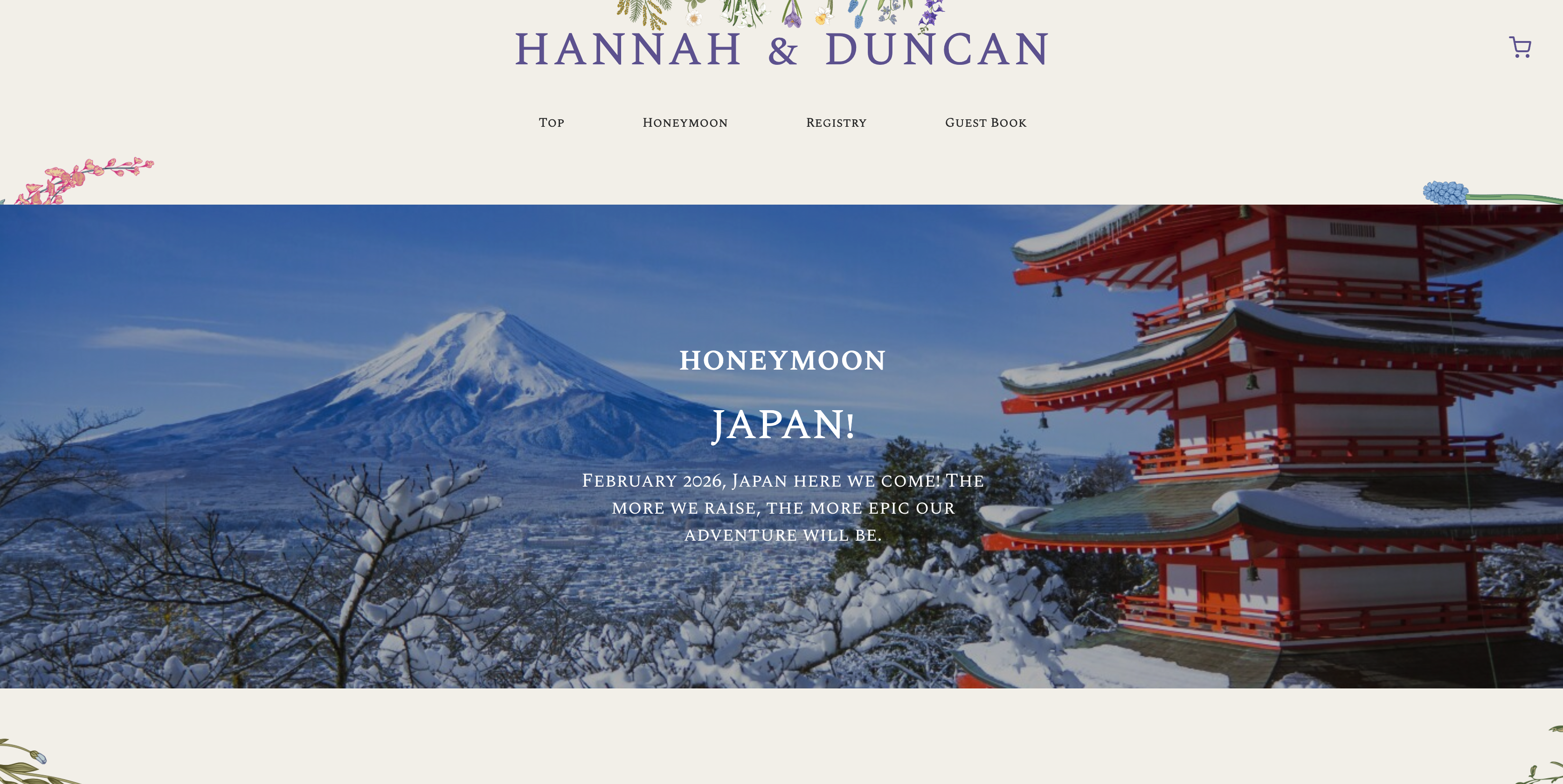 Completed honeymoon fund page