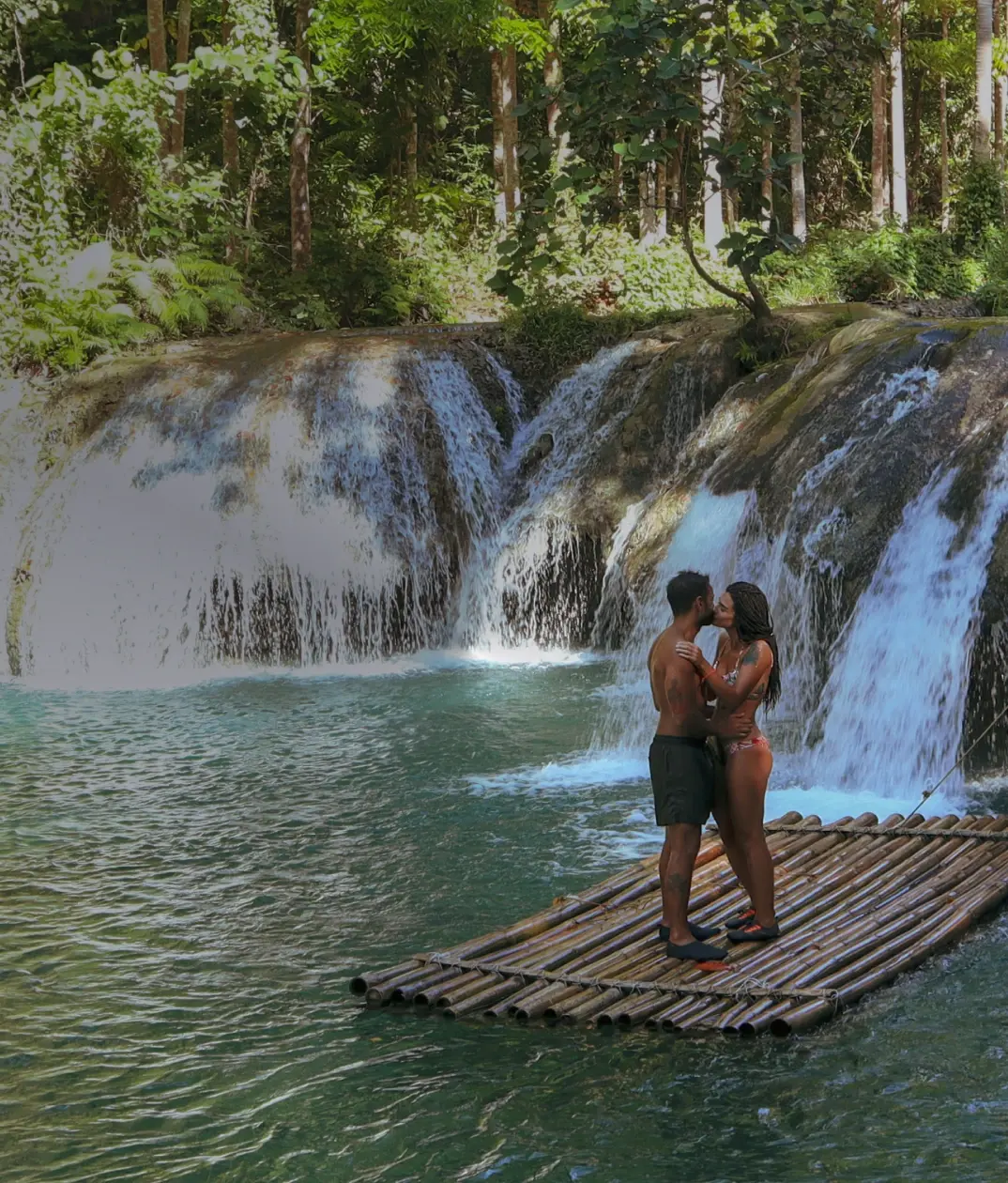 Honeymoon couple in a lush destination